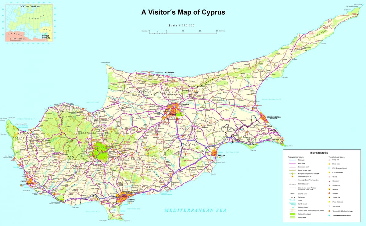 Karta Cipra znamenitosti