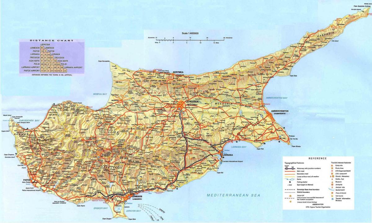 Plaže Cipra na karti