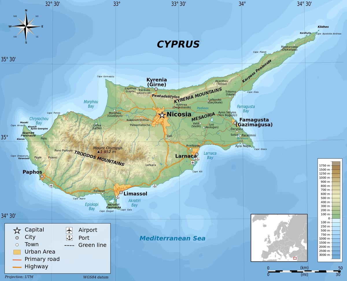 Geografija kartica Cipar