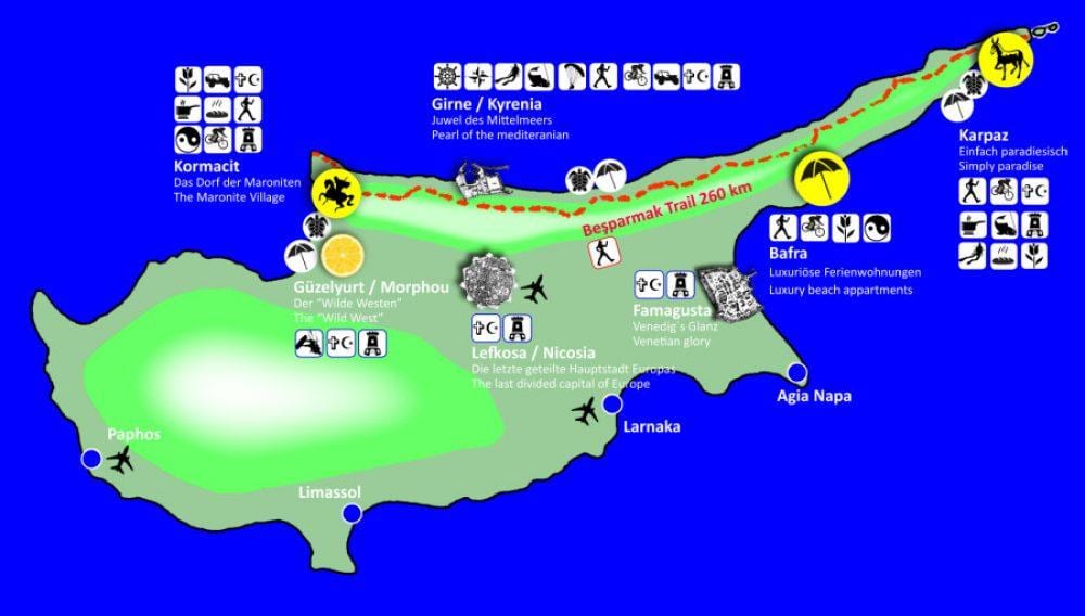 Cipar turističke rute karti