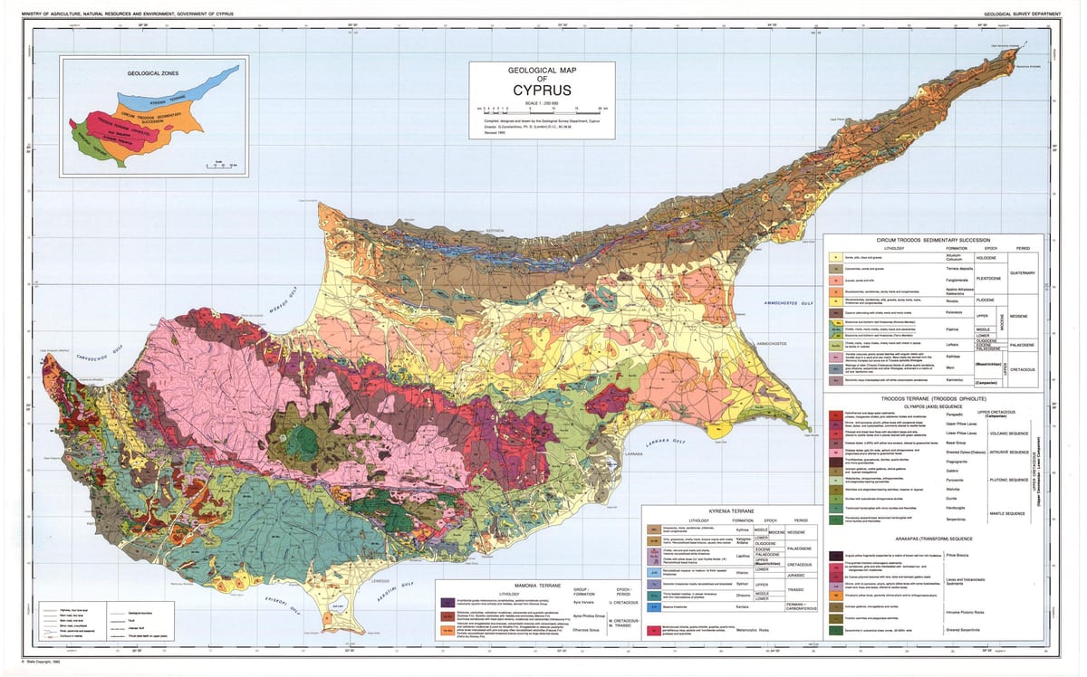 Cipar geografska karta