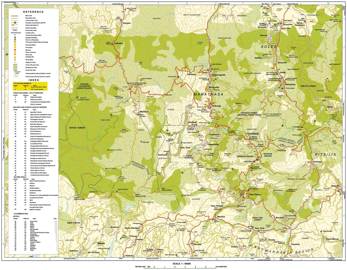 karta planine troodos Cipar
