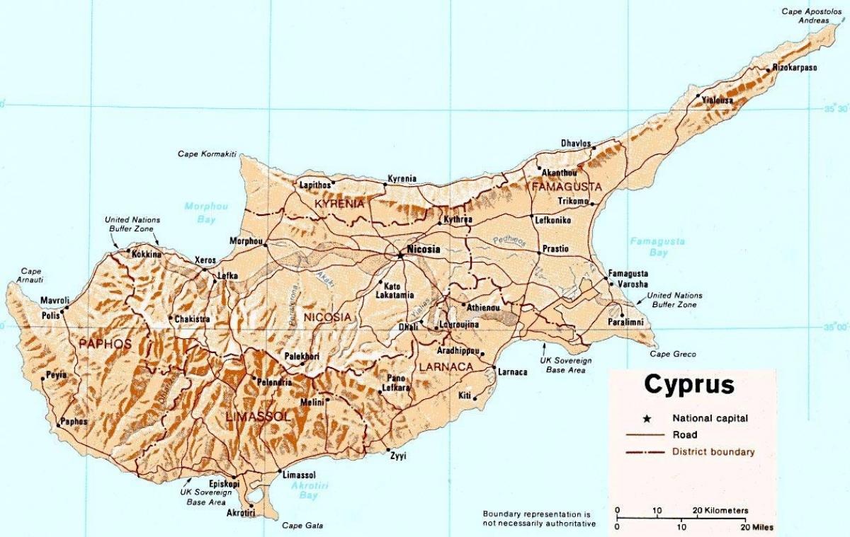 detaljna karta otoka Cipar 
